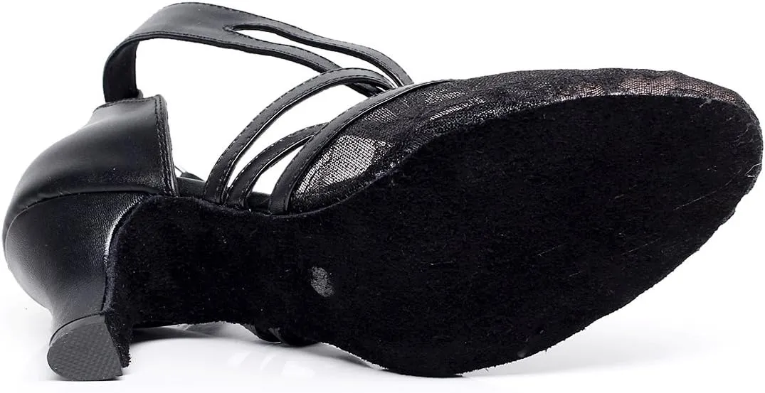 Minishion TQJ7062 Women's Comfortable Leather Tango Latin Ballroom Dance Pumps Shoes