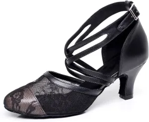 Minishion TQJ7062 Women's Comfortable Leather Tango Latin Ballroom Dance Pumps Shoes