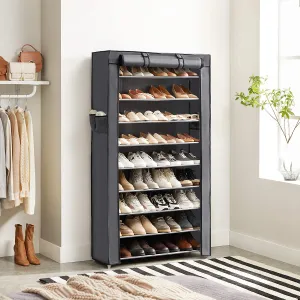 New SONGMICS 10-Tier Shoe Rack, Non-Woven Shoe Organizer with Dustproof Cover, Grey