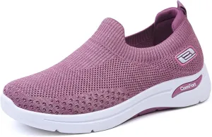 Orthopedic Sneakers for Women Breathable Lightweight Arch Support Air Cushion Slip on Walking Shoes Non Slip Soft Knitted Work Shoes