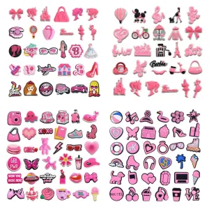 Pink Cute Barbie Doll Girls Series Shoe Charms Cartoon Shoes Accessories Clog Sandal
