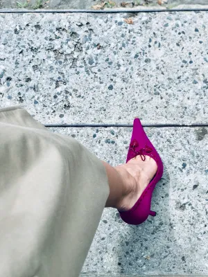 PURA LOPEZ Pointy Stiletto Heel Pumps In Fuchsia Suede EUR 38, UK 4.5, US 7