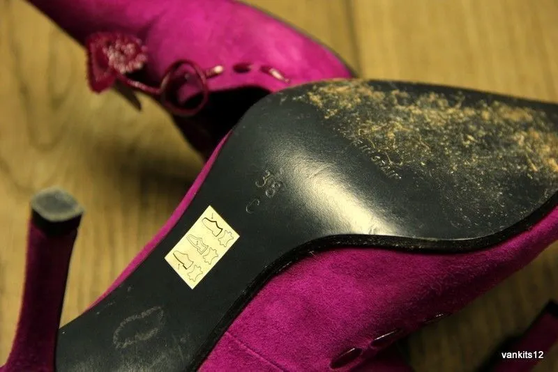 PURA LOPEZ Pointy Stiletto Heel Pumps In Fuchsia Suede EUR 38, UK 4.5, US 7