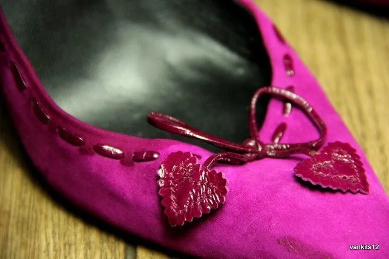PURA LOPEZ Pointy Stiletto Heel Pumps In Fuchsia Suede EUR 38, UK 4.5, US 7