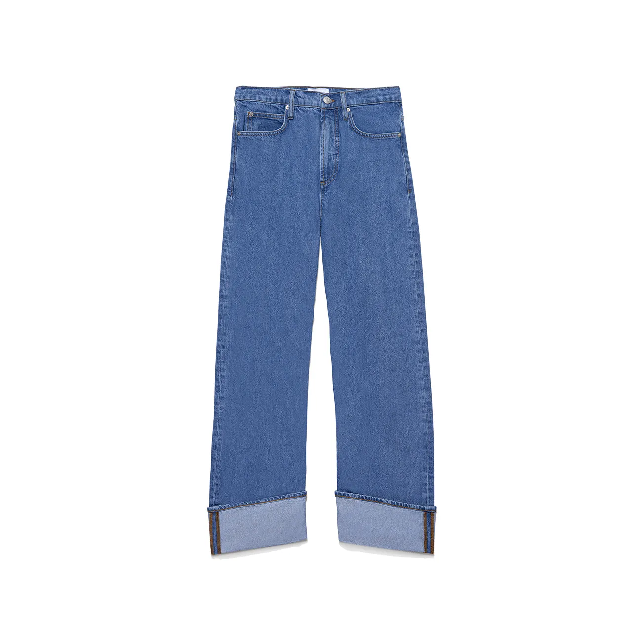 ROLLED HIGH RISE WIDE LEG JEANS