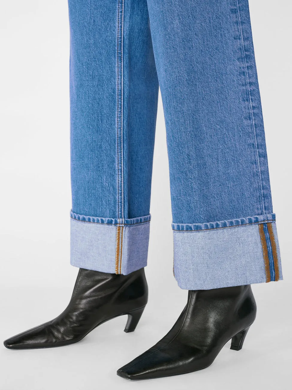 ROLLED HIGH RISE WIDE LEG JEANS