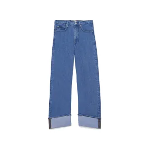 ROLLED HIGH RISE WIDE LEG JEANS
