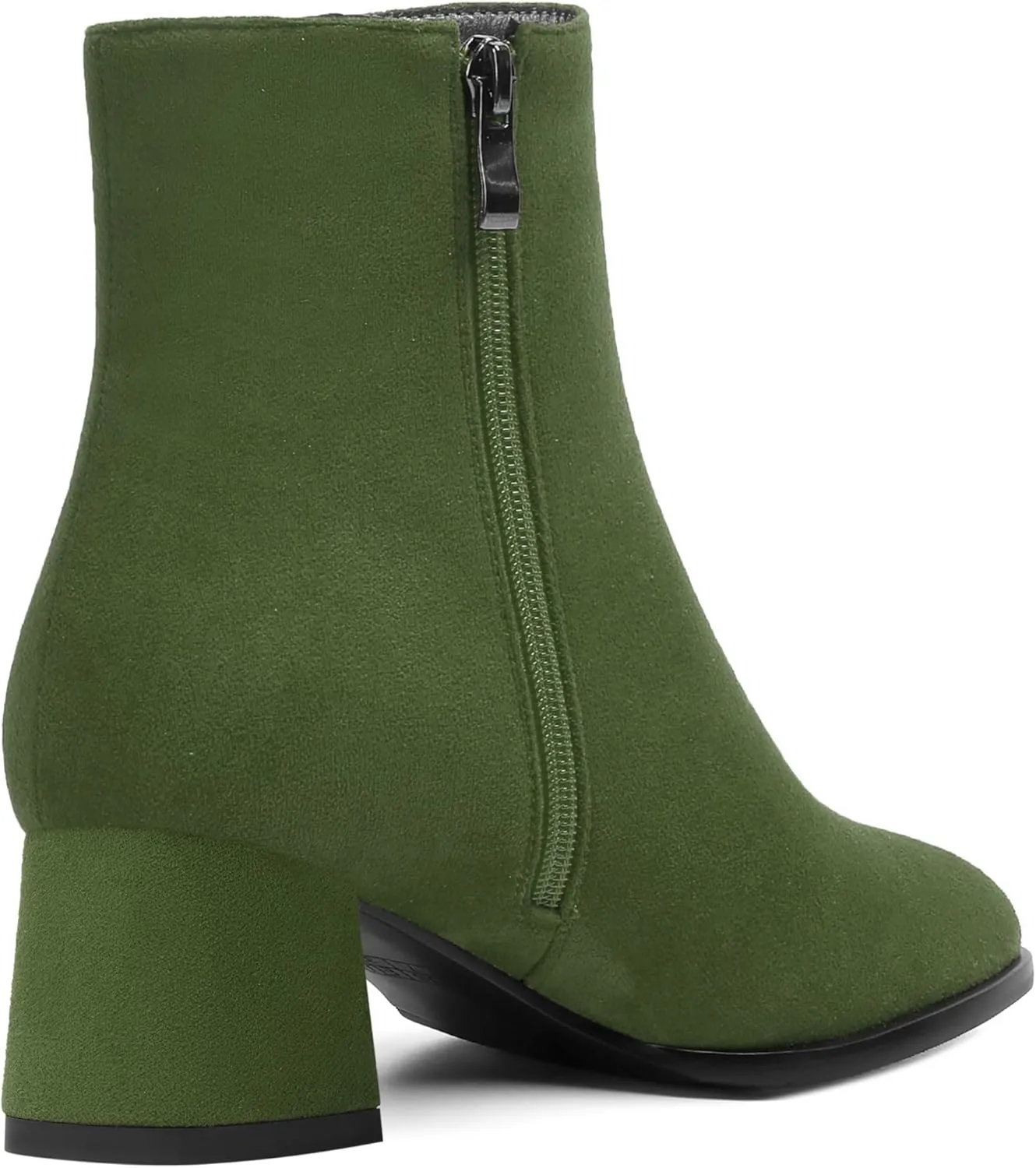 ROSERWISH Womens Wedding Dress Stylish Round Toe Suede Zip Chunky Low Heel Ankle High Boots 2 Inch