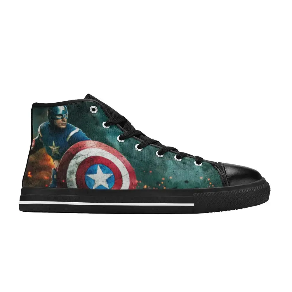 Superhero Captain America Avengers Shoes High Top Sneakers for Kids and Adults