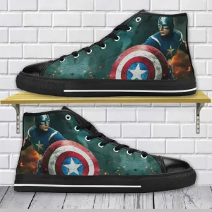 Superhero Captain America Avengers Shoes High Top Sneakers for Kids and Adults
