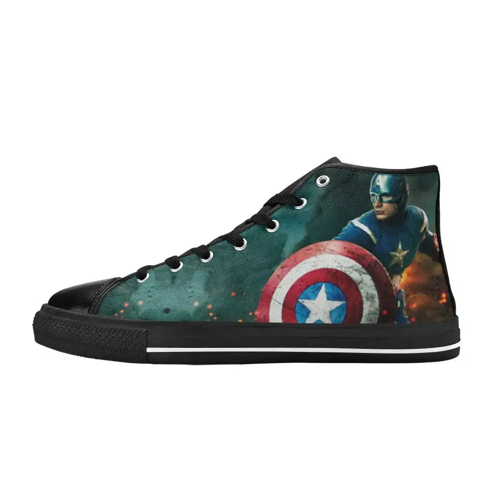 Superhero Captain America Avengers Shoes High Top Sneakers for Kids and Adults