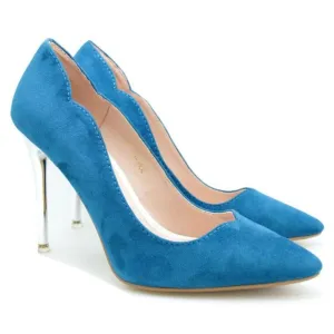Vanessa Chrome Heel Dress Pumps (Navy)