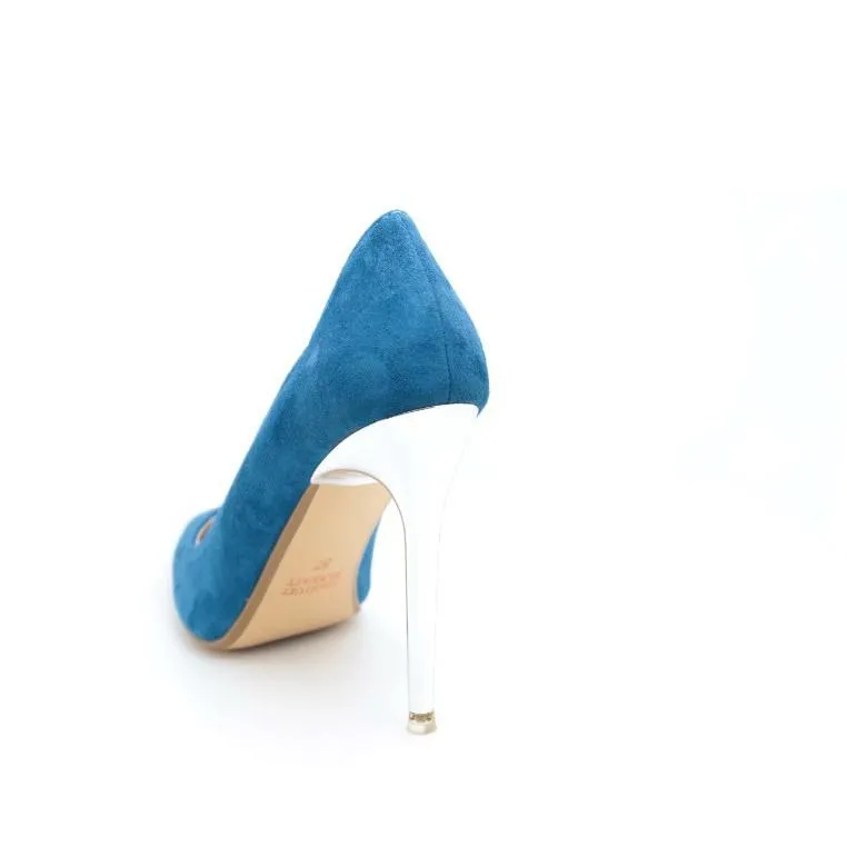 Vanessa Chrome Heel Dress Pumps (Navy)