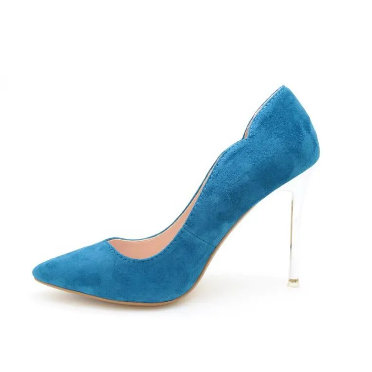 Vanessa Chrome Heel Dress Pumps (Navy)