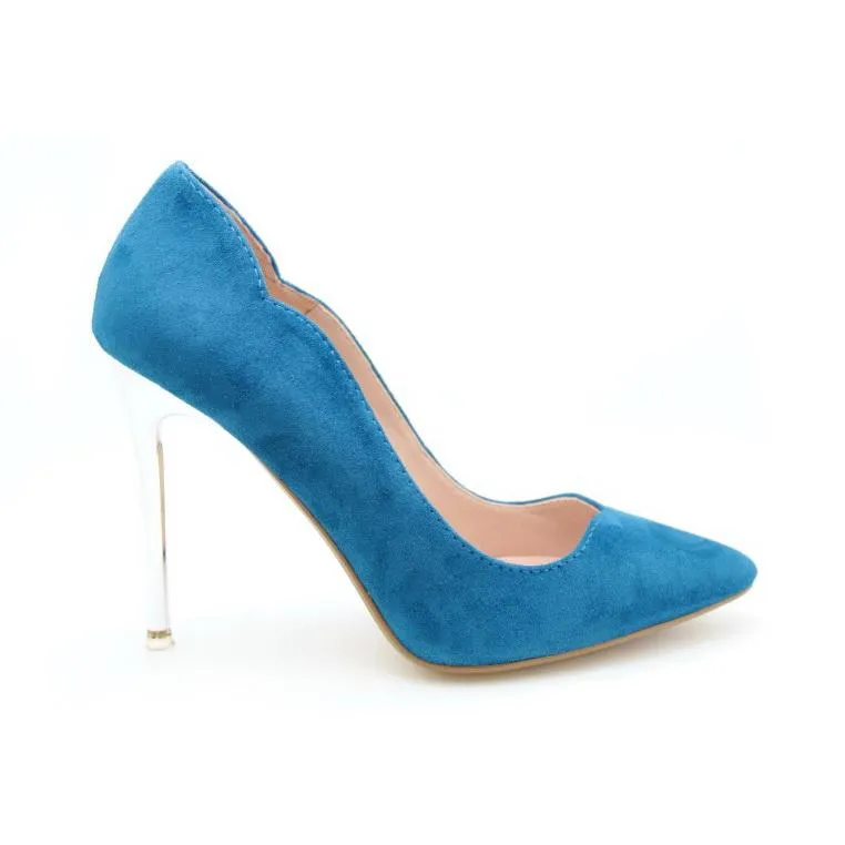 Vanessa Chrome Heel Dress Pumps (Navy)