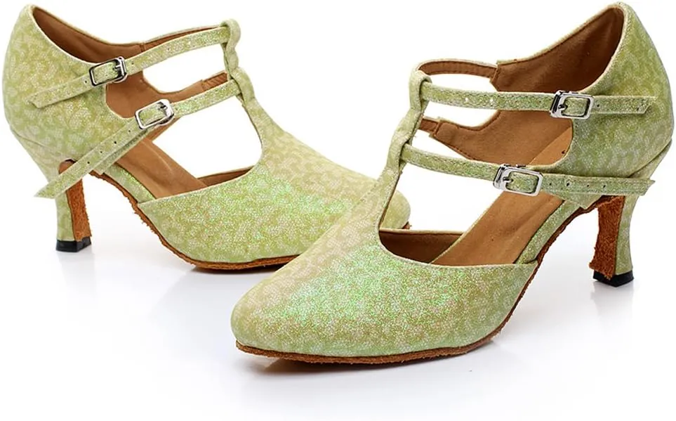 Women's Closed Toe Suede Sole Ballroom Pumps Dance Shoes with 2.7" Heel