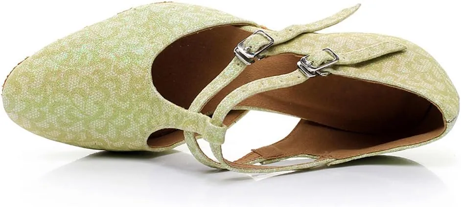Women's Closed Toe Suede Sole Ballroom Pumps Dance Shoes with 2.7" Heel