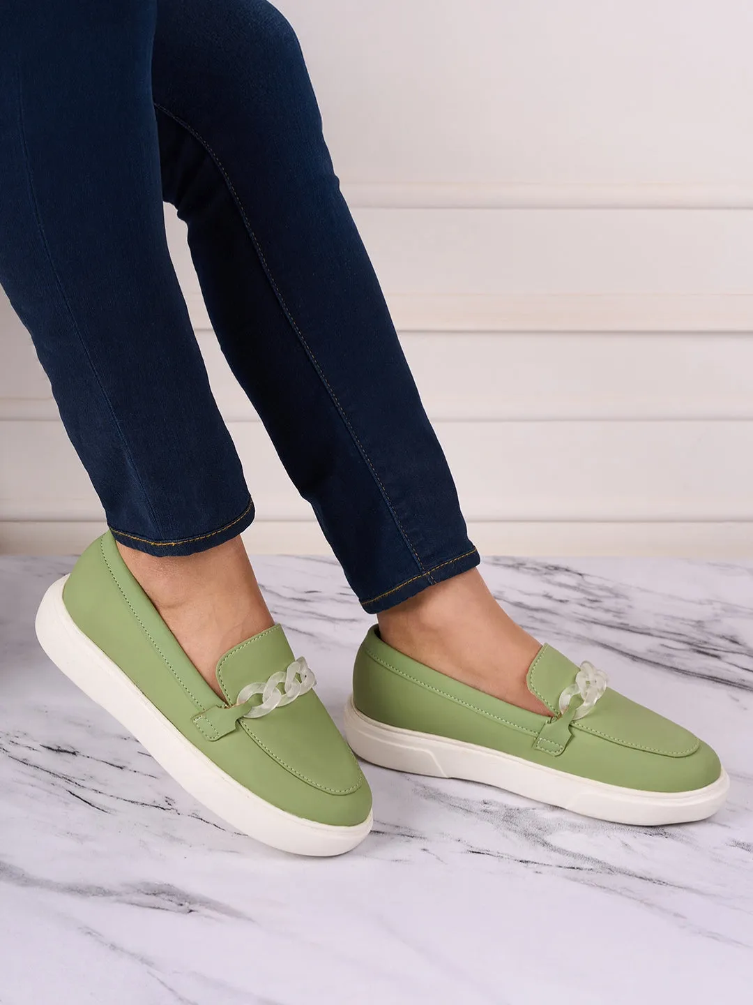 Women's Green Casual Slip On (IU1019)