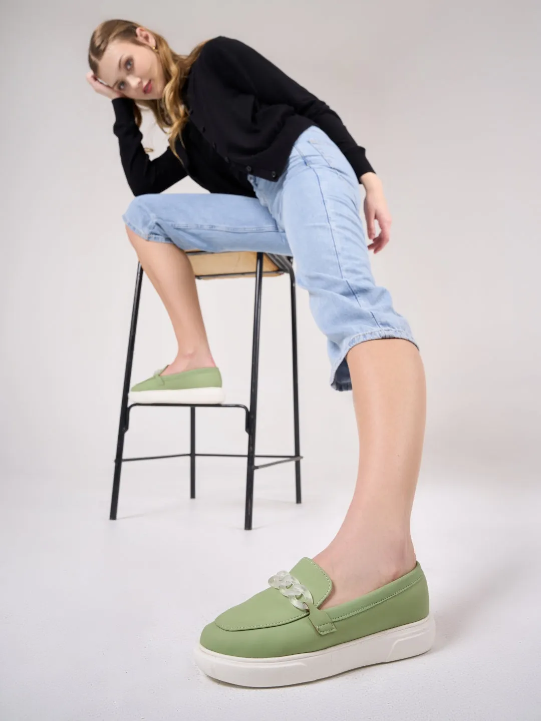 Women's Green Casual Slip On (IU1019)